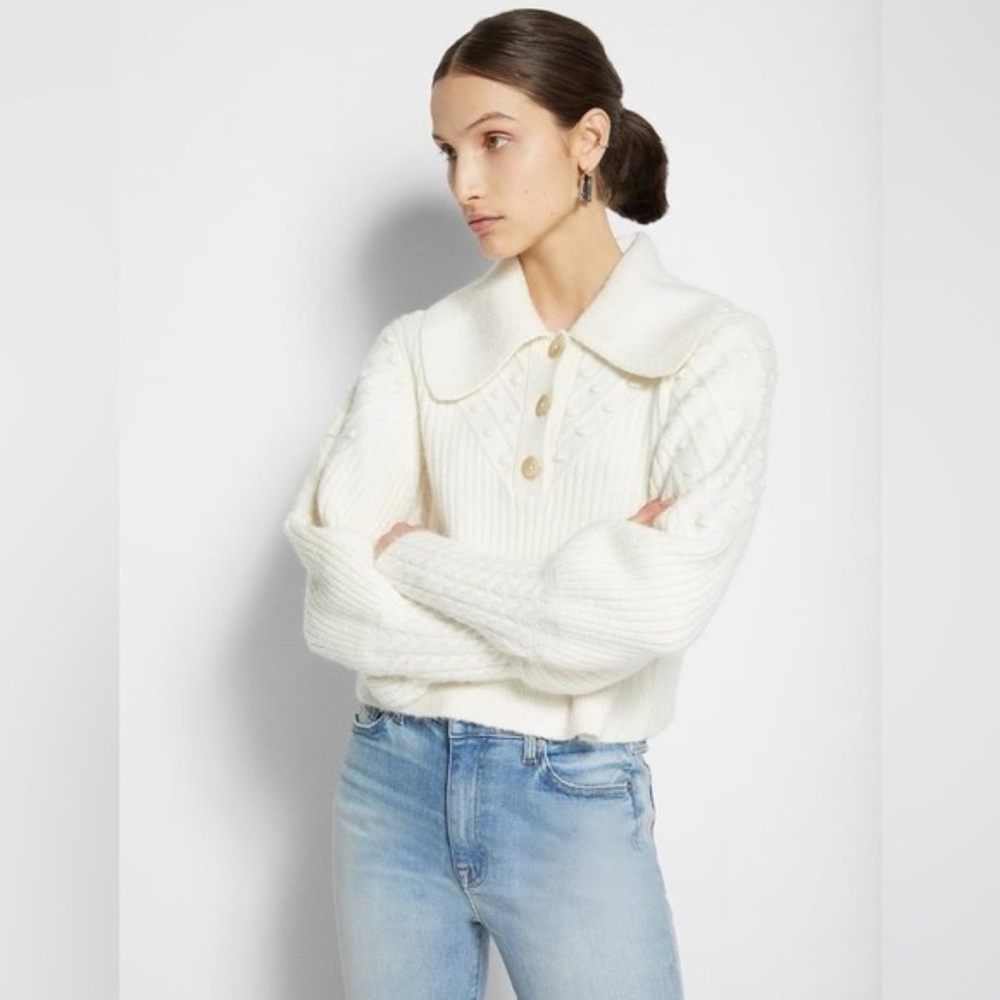 Jonathan Simkhai Jasmine Cropped Sweater cream